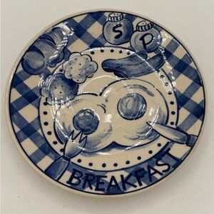 Salt & Pepper Hand Painted Breakfast Saucer Plate, Approx 6 In Vintage 6147